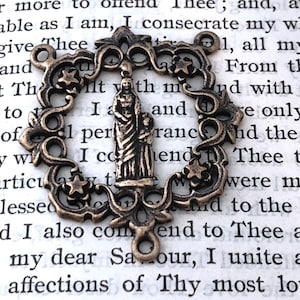 Rosary Center - St Anne and the Child Mary Rosary Center - 1 1/2&quot;  - Bronze or Sterling Silver - Vintage Replica - Made in the USA (R30-029)