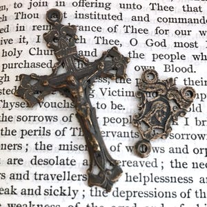 Scrolls Rosary Set - Ornate - Rosary Set - Bronze or Sterling Silver - Bronze Rosary Supplies - Bronze Rosary - Reproduction (635/451)