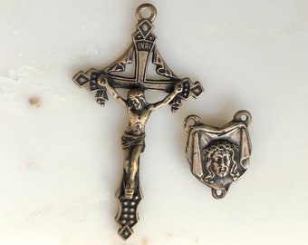 Rosary Set - Bronze  or Sterling Silver - Holy Face of Jesus - Agnus Dei - Lamb of God - Bronze Rosary Parts - Made in USA