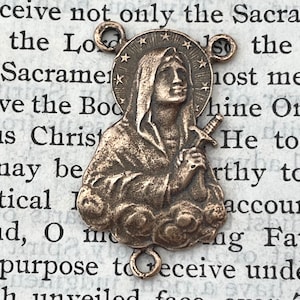 Seven Sorrows of Mary - Chaplet Center - Rosary Center - Bronze or Sterling SIlver  - Reproduction - Bronze Rosary Parts - Caritas Dei - USA