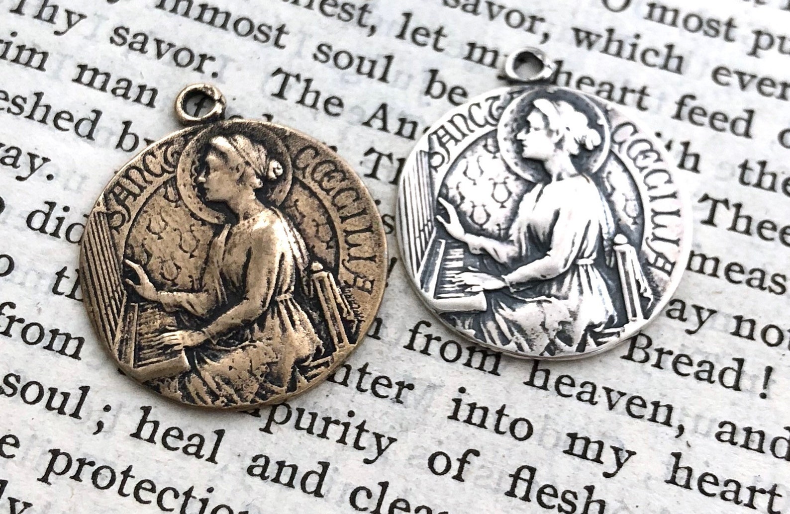 St. Cecilia Medal - Patron of Music - 3/4" - Bronze or Sterling Silver ...