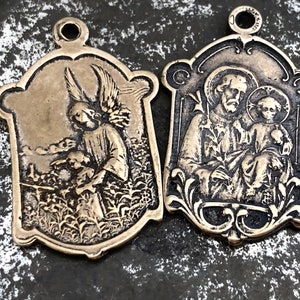 St. Joseph Medal - Guardian Angel Medal - Bronze or Sterling Silver - Vintage Medal Replica - Made in the USA