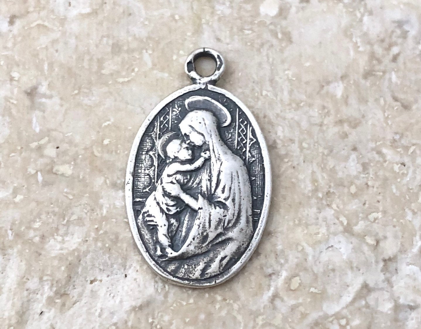 Madonna and Child Medal - Mary and Jesus - 3/4" - Bronze or Sterling ...