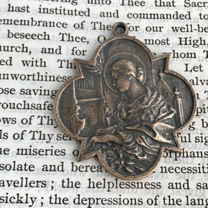 St. Cecilia Medal - Large - 1 1/2" - Bronze or Sterling Silver - Patron of Music - Catholic Vintage Replica - Made in the USA (M-606)