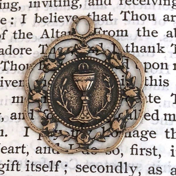 First Communion - Bronze or Sterling Silver - Holy Eucharist Medal  - Made in the USA (M65-614)