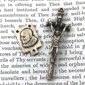 Rosary Set - St. John Paul II - Bronze or Sterling Silver - Papal Crucifix - Giovanni Pablo - Pope John Paul II - Bronze Rosary Parts