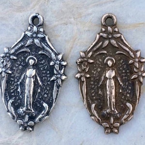 Miraculous Medal - 3/4&quot; - Bronze or Sterling - Miraculous Medal - Bronze Miraculous Medal - Reproduction Medal - Made in USA