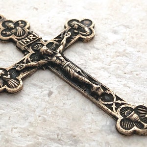 Holy Eucharist - 2 1/4&quot;- Crucifix - Bronze or Sterling Silver - Vintage Replica - Made in the USA (C-566)
