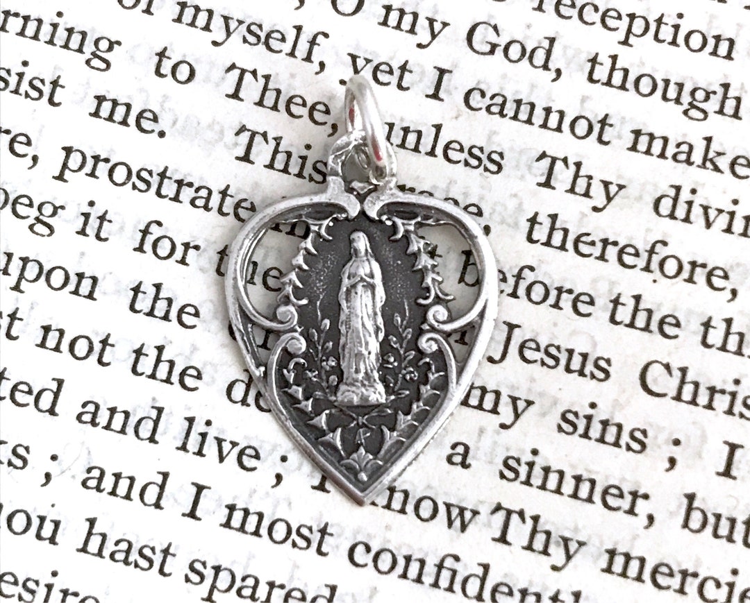 Religious Medal - Virgin Mary - Our Lady of Lourdes - Sterling Silver ...