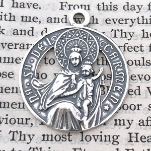 French Our Lady of Mount Carmel - Scapular Medal - Bronze or Sterling Silver - Lady of Mt Carmel - Spanish Reproduction Medal