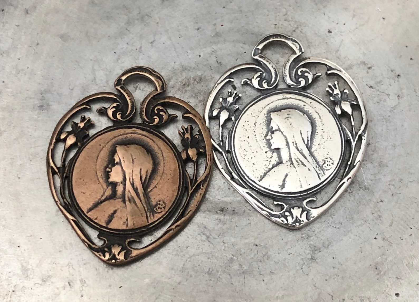 Religious Medal - Virgin Mary - Our Lady of Lourdes - Bronze or ...