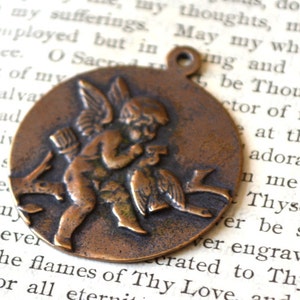 Cherubs Love Letter  - Large Charm - Valentines Charm - Vintage Replica - Made in the USA