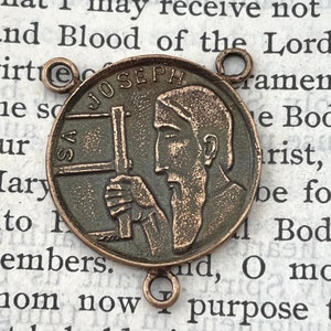St Joseph Rosary Center - Bronze or Sterling Silver - Rosary Center - St Joseph the Worker - Caritas Dei - Made in USA
