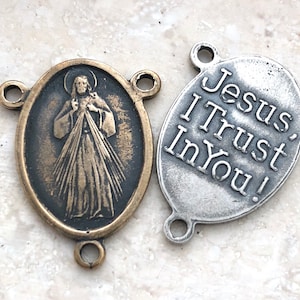 Divine Mercy Rosary Center - Bronze -  Rosary Center - Bronze - Connector - Bronze Rosary Supplies - Reproduction (CD-388)