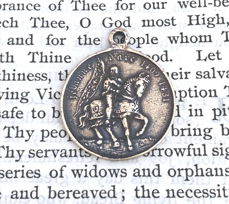 St. Joan of Arc Religious Medal 1 Catholic Medal Vintage Replica Made in the USA SF-1068 image 2