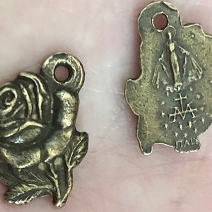 Miraculous Medal - 5/8&quot; - Rose Mary Medal - Bronze or Sterling - Miraculous Medal - Bronze Miraculous Medal - Reproduction - Made in USA
