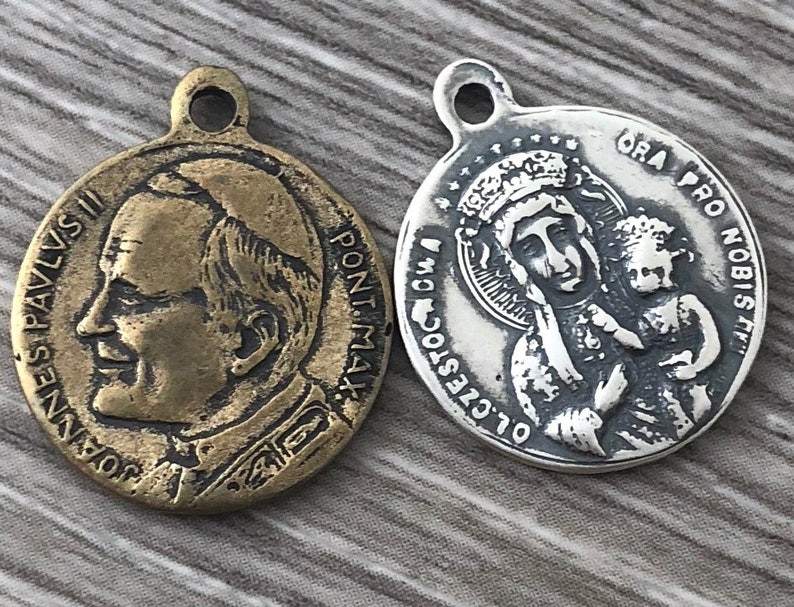 St. John Paul II Medal Our Lady of Czestochowa Bronze or | Etsy