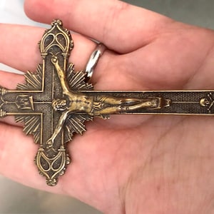 Pectoral Crucifix - Memento Mori Crucifix -  4 1/2" - Bronze - Large Crucifix - Vintage Replica - Made in the USA