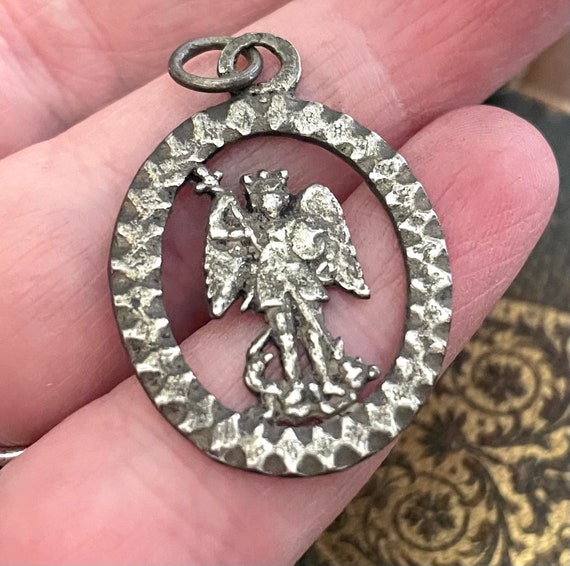 Rare St. Michael Medal - Silver- Real Antique Meda