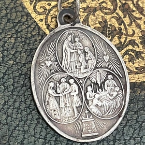 Rare Holy Sacrament - Baptism, First Communion, Confession, Anointing,  Real Antique Medal - French Medal - Religious Medal - Eucharist