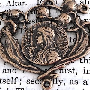 St. Joan of Arc Rosary Center -  1 1/8" - Vintage Replica - Made in the USA  (R54-1092)