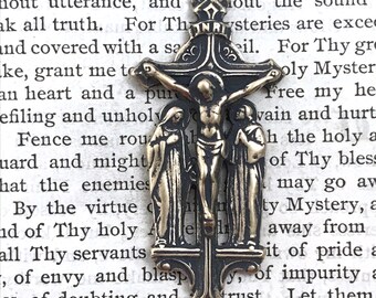 Large Crucifix Good Friday - Crucifix - 2" - Bronze or Sterling Silver - Marian Consecration - Reproduction - Bronze Crucifix - Made in USA