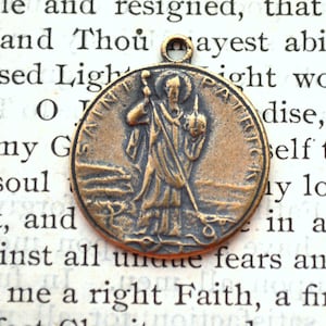 St Patrick MEDAL - Bronze or Sterling Silver - Religious Medal - Vintage Replica - Made in the USA  (SM27-766)