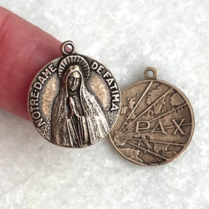 Our Lady of Fatima MEDAL - Bronze or Sterling Silver - Vintage Medal Replica - Made in the USA (M-1344)