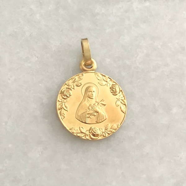 St. Therese Medal - Limited Stock! - French Religious Medal - Gold - Brass - French Reilgious Medal - St Therese the Little Flower - Lisieux