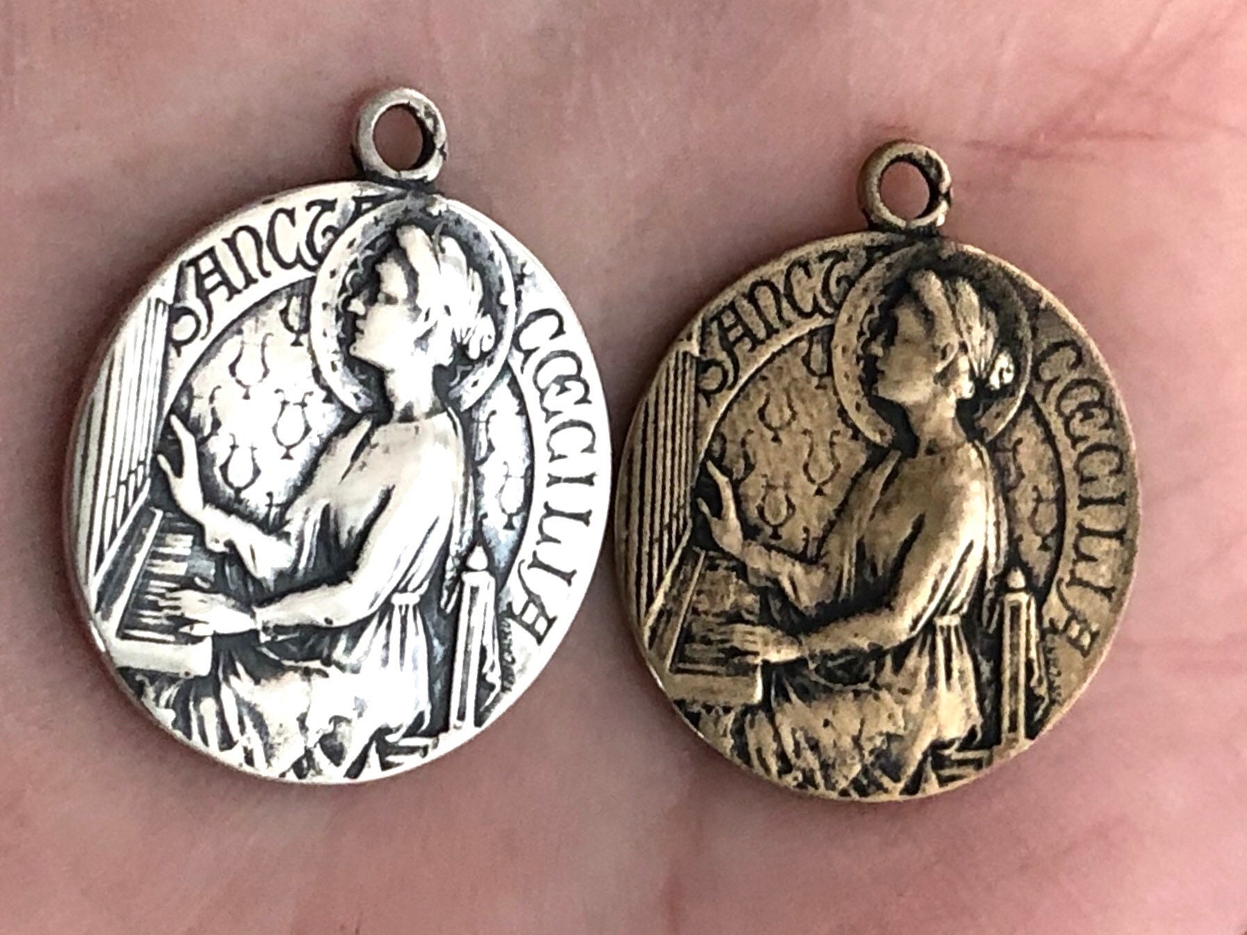 St. Cecilia Medal - Patron of Music - 3/4" - Bronze or Sterling Silver ...