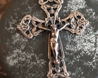 Filigree Crucifix -  1 3/4" - Bronze - Bronze Crucifix - French Crucifix - Crucifix - Vintage Reproduction