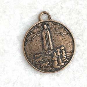 Our Lady of Fatima MEDAL - Bronze or Sterling Silver - Vintage Medal Replica - Made in the USA (M-1266)