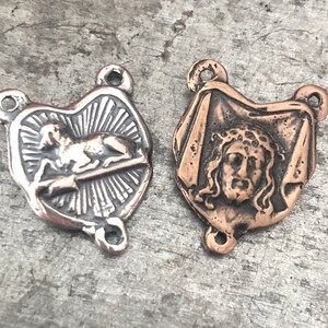 Face of Christ - Holy Face of Jesus Rosary Center - Bronze  or Sterling Silver - Agnus Dei - Lamb of God - Veronica’s  Veil - Made in USA