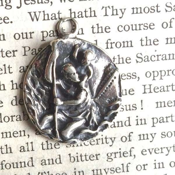 St. Christopher MEDAL - 1" - Bronze or Sterling Silver - Sterling Silver Medal - Vintage Medal Replica - Made in the USA (SM41-425)