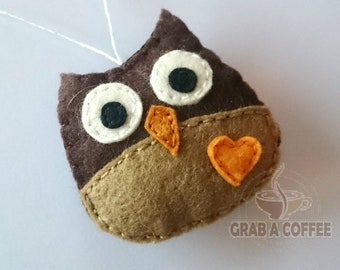 Felt owl ornament, owl decoration, felt forest animals