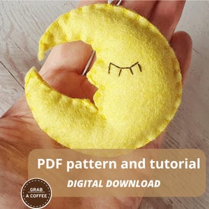 Patrón de adorno de luna de fieltro: Proyecto de costura DIY (Descarga PDF)