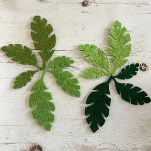 Palm leaf die-cut pack, Tiny felt leaves Mix, 25/50/100 pack,, wool Craft Embellishments image 2