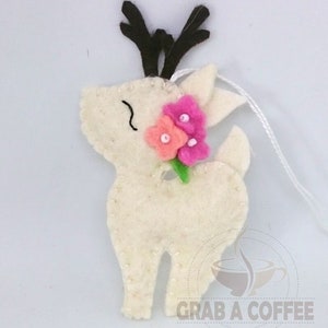 Felt deer ornament woodland hanging animals from wool Christmas creatures home decor nursery decoration for baby room image 7