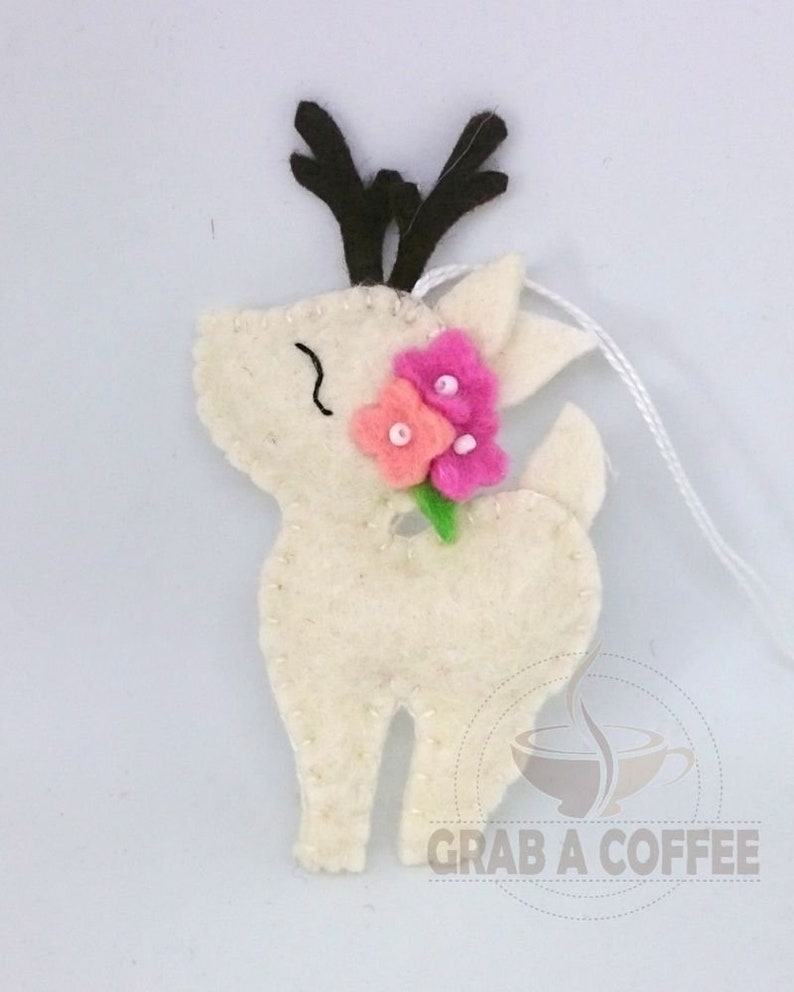 Felt deer ornament woodland hanging animals from wool Christmas creatures home decor nursery decoration for baby room image 7