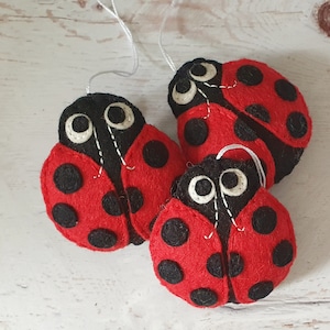 Ladybird hanging ornament, felt ladybug decoration,  home decor, hanging ornaments