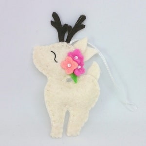 Felt deer ornament woodland hanging animals from wool Christmas creatures home decor nursery decoration for baby room image 5