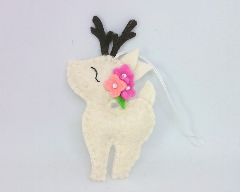 Felt deer ornament woodland hanging animals from wool Christmas creatures home decor nursery decoration for baby room image 5