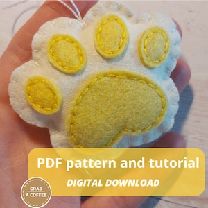 PDF PATTERN - Felt paw ornament, digital download, dog memorial keepsake decoration