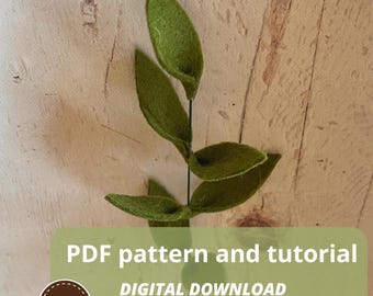 Filz Weidenblatt Stengel Anleitung: Einfaches DIY No-Sew PDF Muster