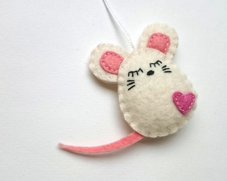 Felt mouse ornament decor Christmas white mice home handmande Etsy