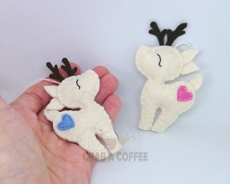 Felt deer ornament woodland hanging animals from wool Christmas creatures home decor nursery decoration for baby room image 9