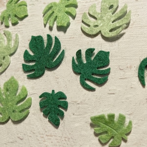 Tropisch palmblad gestanst pakket, Tiny vilten monstera bladeren Mix, wol Craft Embellishments