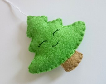Enfeite de árvore de Natal feito à mão em feltro de lã: decoração de inverno kawaii