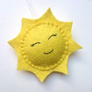 Felt sun ornament, wool felt sun home decoration image 1