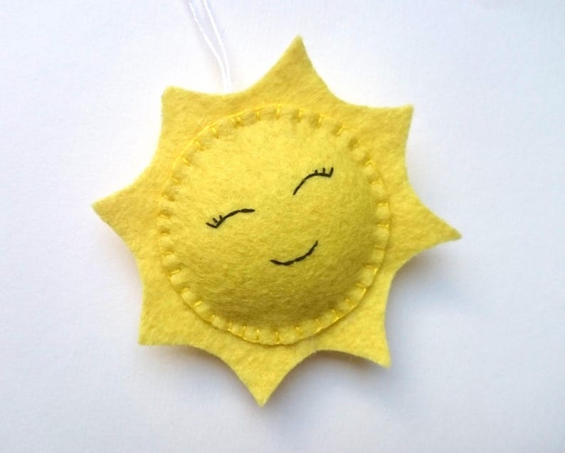 Felt sun ornament, wool felt sun home decoration image 1